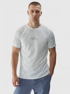 Koszulki sportowe męskie - Męski t-shirt  z nadrukiem 4F 4FWAW24TTSHM1585 - biały - miniaturka - grafika 1
