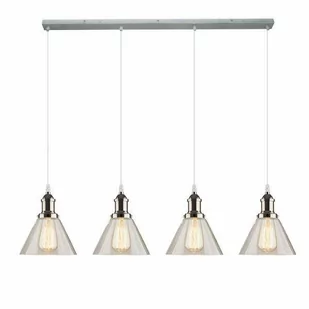 Altavola Design Loftowa LAMPA wisząca NEW YORK LA034/CL4_chrom Altavola szklana OPRAWA skandynawski ZWIS na listwie chrom przezroczysty LA034/CL4_chrom - Lampy sufitowe - miniaturka - grafika 1