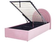 Łóżka - Łóżko z pojemnikiem welurowe 90 x 200 cm różowe ANET Lumarko! - miniaturka - grafika 1