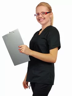 Bluza medyczna damska FLEX elastyczna kolor czarny XXL - Odzież medyczna - miniaturka - grafika 1