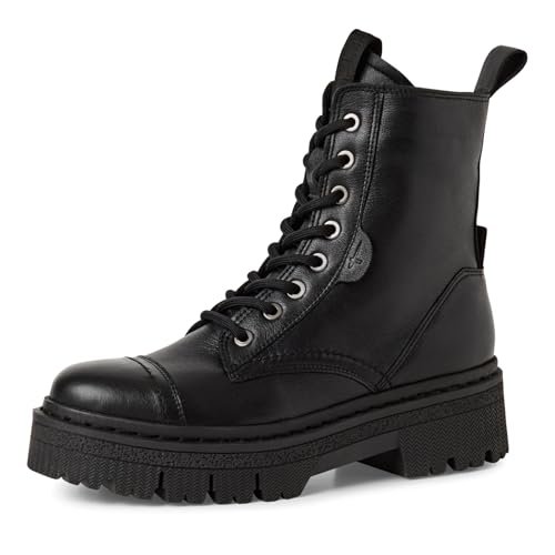 Tamaris Damskie sztyblety Lace Boot Flat 1-25204-45, czarne, rozmiar 38 EU, czarny, 38 EU