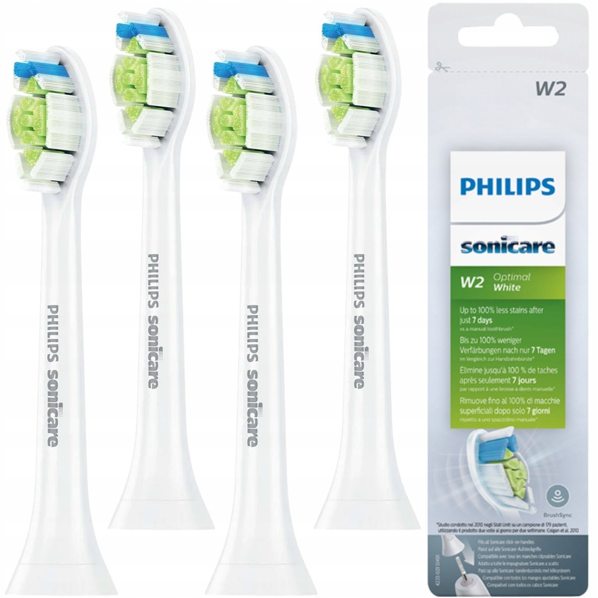 4x Końcówki wybielające Philips Sonicare W2 Optimal White HX6064/10 białe