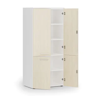 Szafa biurowa pół-drzwi PRIMO WHITE, 1781 x 800 x 500 mm, biały/brzoza - Szafy biurowe - miniaturka - grafika 1