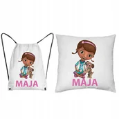 Plecaki worki - Klinika dla pluszaków Zestaw Poduszka Worek + IMIĘ - miniaturka - grafika 1