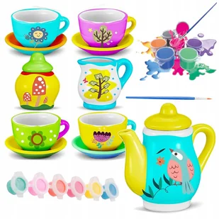 Filiżanki do Herbaty Serwis do Kawy ZESTAW KREATYWNY DO MALOWANIA Farbkami - Zabawy w naśladowanie dorosłych Filiżanki do Herbaty Serwis do Kawy ZESTAW KREATYWNY DO MALOWANIA Farbkami - Zabawy w naśladowanie dorosłych - miniaturka - grafika 1