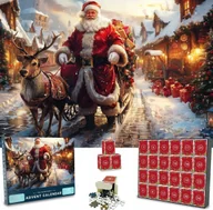 Kalendarze - Kalendarz Adwentowy 2024 Puzzle Boże Narodzenie Święty Mikołaj Prezent - miniaturka - grafika 1