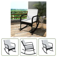Fotele i krzesła ogrodowe - The Living Store Ogrodowy fotel bujany - czarny - rattan PE - Fotel Bujany - miniaturka - grafika 1