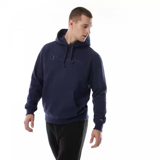 Bluzy sportowe męskie - Męska bluza dresowa nierozpinana z kapturem Champion Rochester Hooded Sweatshirt - granatowa - CHAMPION - grafika 1