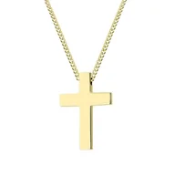Naszyjniki - Złoty klasyczny minimalistyczny krzyżyk na łańcuszku naszyjnik stal szlachetna - Manoki - miniaturka - grafika 1