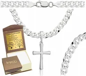 Naszyjniki męskie - Srebrny Łańcuszek Męski Pancerka 5,00 mm z Krzyżykiem pr 925 Grawer Gratis - Argmeta - miniaturka - grafika 1