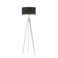 Lampy stojące - Lysne, Lampa podłogowa na drewnianym stelażu Haiti Velur, Czarny ze złotym wnętrzem - miniaturka - grafika 1