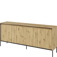 Komody - Komoda TR-04 Ryflowana z Oświetleniem Dąb Artisan / Frez Prosty Trend Lenart Dąb Artisan, Czarny - miniaturka - grafika 1