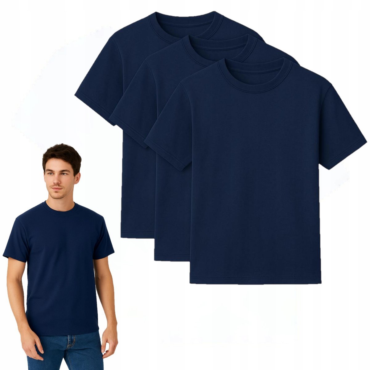 3PAK Koszulka robocza Męska 100% BAWEŁNA T-shirt męski ZESTAW 3 SZTUKI L