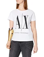 Koszulki i topy damskie - Armani Exchange Damska koszulka z logo Icontee, biały, XL - miniaturka - grafika 1