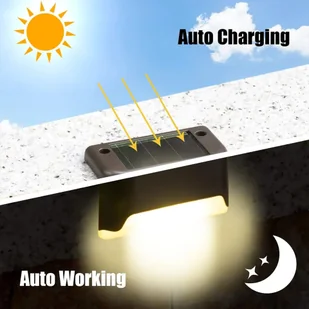 Lampa solarna ogrodowa LED na taras balkon schody balustradę z czujnikiem zmierzchu akumulator AAA czarna - Lampy ogrodowe - miniaturka - grafika 25