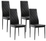 Krzesła - 4szt x Nowoczesne skórzane krzesła pikowane - 258A - czarne - miniaturka - grafika 1