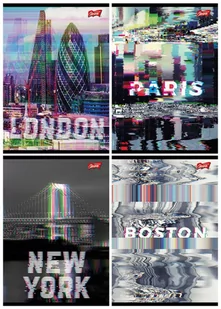 Zeszyt A5 60k kratka Glitched City Unipap - Zeszyty szkolne - miniaturka - grafika 1