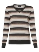 Swetry damskie - Franco Callegari Sweter damski z czystego kaszmiru Kobiety Kaszmir wielokolorowy|beżowy|szary w paski, S - miniaturka - grafika 1