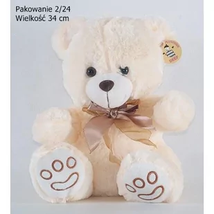 Miś Kremowy z Atłasową Kokardką B. Duży - Maskotki i pluszaki - miniaturka - grafika 1