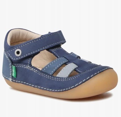 KICKERS SANDAŁY NIEBIESKIE NA RZEPY DZIECIĘCE SKÓRZANE 21 16IA