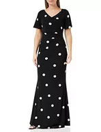 Sukienki - Gina Bacconi Damska sukienka maxi Spaced Spot Jersey z zakładkami koktajlowa, Czarny/biały, 48 - miniaturka - grafika 1
