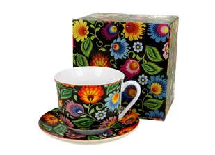 Filiżanka do kawy i herbaty porcelanowa ze spodkiem DUO ETNIC 470 ml - Filiżanki - miniaturka - grafika 1