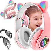 Słuchawki - Słuchawki Bezprzewodowe B39 Z Uszami Bluetooth Rgb Kocie Uszy Dla Dziecka - miniaturka - grafika 1