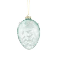 Wielkanoc - Bombka jajko szklane niebieskie w kwiaty 11,5 cm - miniaturka - grafika 1