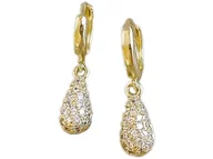 Kolczyki - Eleganckie kolczyki wiszące migdały ozdobione białymi cyrkoniami - miniaturka - grafika 1