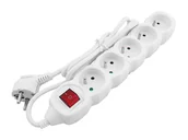 Przedłużacze i rozgałęźniki - Przedłużacz sieciowy 5 gniazd z uziemieniem i wyłącznikiem 1,5 m biały. - miniaturka - grafika 1