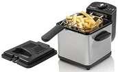 Frytkownice - Bestron Frytkownica olejowa do 1 porcji frytek, ryb lub nuggetów z technologią zimnej strefy i regulacją temperatury do 190°C, koszem ze stali nierdzewnej, okienkiem i filtrem oleju, kolor srebrny - miniaturka - grafika 1