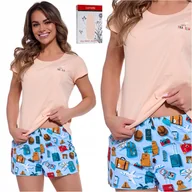 Piżamy damskie - Piżama damska bawełniana krótki rękaw CORNETTE 628/300 Travel XL - miniaturka - grafika 1