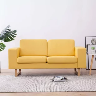vidaXL vidaXL Sofa 2-osobowa, tapicerowana tkaniną, żółta - Sofy i kanapy - miniaturka - grafika 1