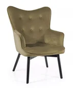 Fotele - Fotel wypoczynkowy pikowany CARMEN VELVET OLIWKA BLUVEL 77 - miniaturka - grafika 1