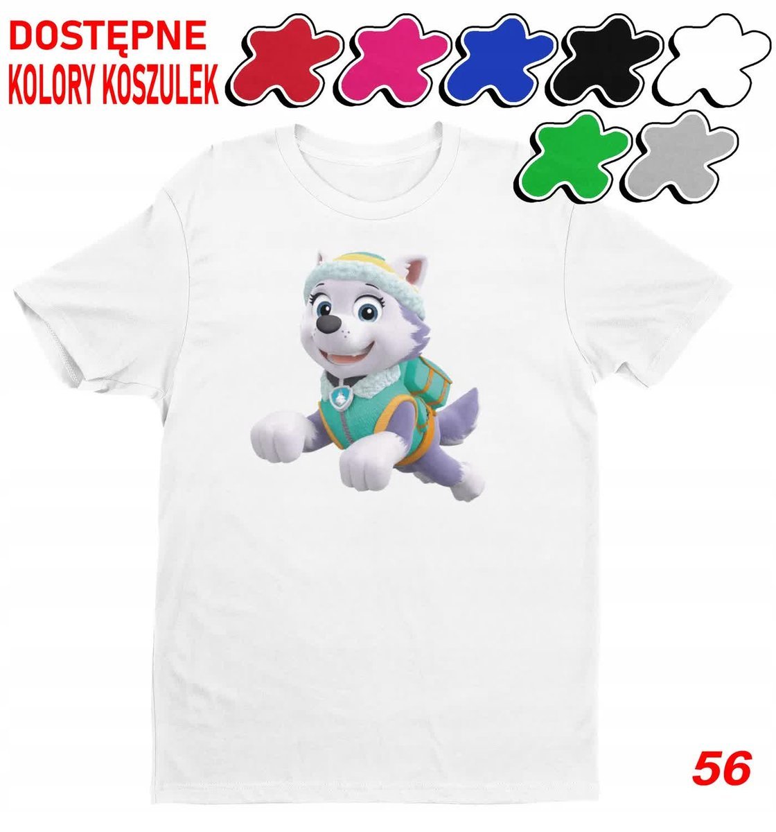 Dziecięca Koszulka Duży Wybór Psi Patrol Zuma Rubble Everest -M 134-140