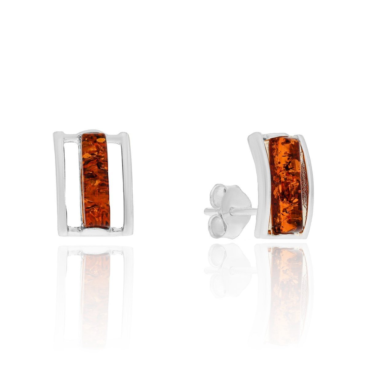 Srebrne kolczyki z bursztynem sztyft pr. 925