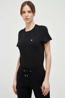 Koszulki sportowe damskie - Volcom t-shirt bawełniany kolor czarny - grafika 1