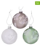 Bombki - Boltze Bombki (3 szt.) "Venla" w kolorze brązowo-zielono-białym - Ø 8 cm - miniaturka - grafika 1