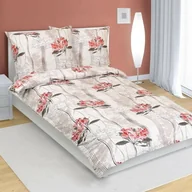 Pościel - Bellatex Pościel bawełniana Kwiatek czerwony, beżowy, 140 x 220 cm, 70 x 90 cm, 140 x 220 cm, 70 x 90 cm - miniaturka - grafika 1