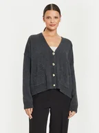 Swetry damskie - Kontatto Kardigan 3M0172 AI253M06 Szary Regular Fit - miniaturka - grafika 1