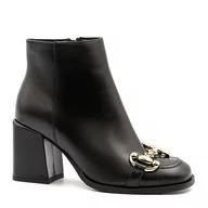 Botki damskie - Czarne skórzane botki CB3048/407 - Neścior - miniaturka - grafika 1