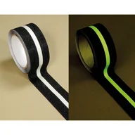 Wyposażenie miejsc publicznych - HESKINS Taśmy antypoślizgowe fotoluminescencyjne - 50 mm x 18,3 m, czarny z białym paskiem H3403 N Striped - miniaturka - grafika 1