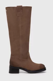 Steve Madden kozaki zamszowe Banner damskie kolor brązowy na płaskim obcasie SM11003092 - Kozaki damskie - miniaturka - grafika 1