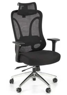 Fotele i krzesła biurowe - Elior Obrotowy ergonomiczny czarny fotel z regulowanym zagłówkiem T1-B57 - miniaturka - grafika 1