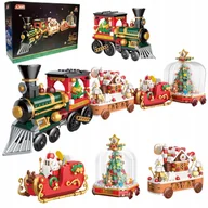 Klocki - Klocki świąteczny pociąg 4w1 Mikołaj domek choinka prezent Boże Narodzenie - miniaturka - grafika 1