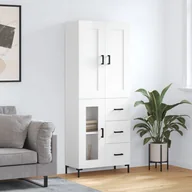 Witryny - vidaXL Witrynka biała połysk 69,5x34x180 cm materiał drewnopochodny - miniaturka - grafika 1