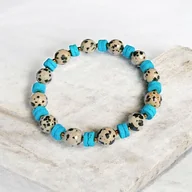 Bransoletki - JASPER collection : bransoletka na gumce : jaspis & lawa turkusowa - miniaturka - grafika 1