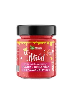 EKAMEDICA Ekamedica Miód Malina Dzika Róża Bioflawonoidy 250 EM0627 - Miód - miniaturka - grafika 1