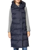 Kamizelki damskie - bugatti Damska kamizelka elegancka, ciepła i długa, z kapturem i kieszeniami, morski, 36 - miniaturka - grafika 1