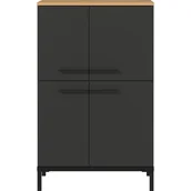 Szafki łazienkowe - Ciemnoszara wysoka szafka łazienkowa w dekorze dębu 60x97 cm Yonkers – Germania - miniaturka - grafika 1